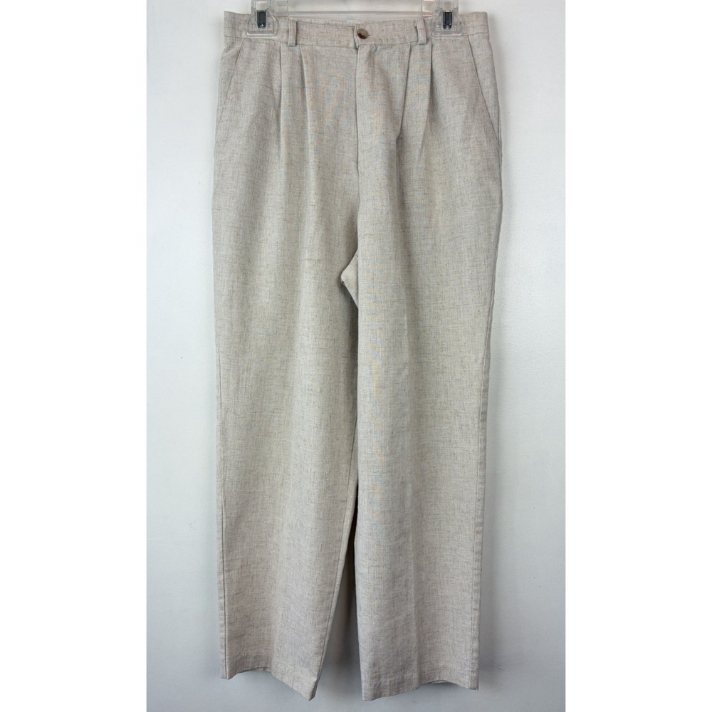 Vintage Briggs Pants Womens 12 Beige Pleated High Rise Retro Office Career Read
